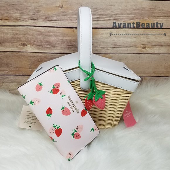 Kate Spade Wicker Basket Strawberry Bifold Wallet - Picture 16 of 16